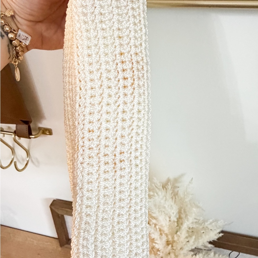 The Sak Crochet Shoulder Bag Ivory Cream Beige Medium Zip Close - Picture 6 of 6